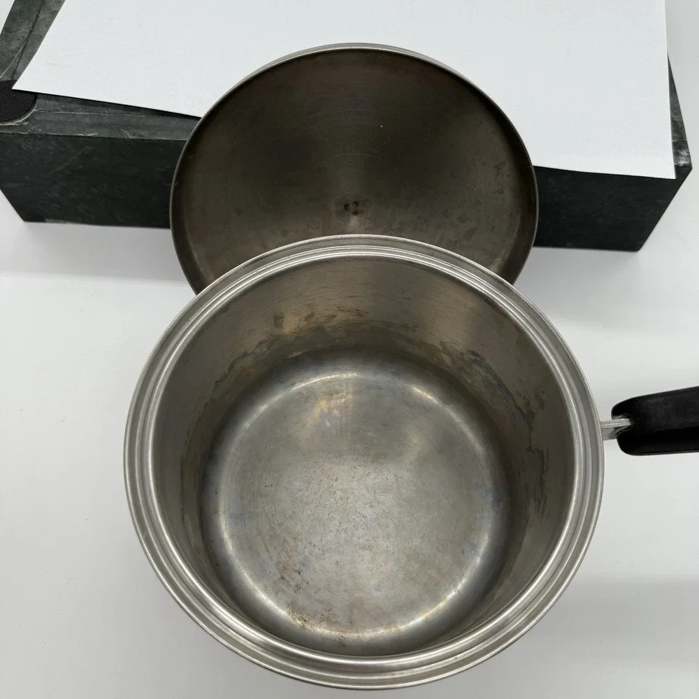 Vintage Norris Ware Stainless Steel Copper Bottom 1 Qt. Saucepan & Lid
